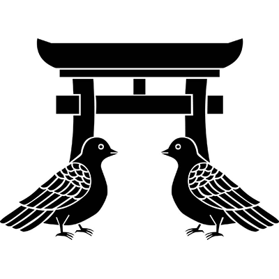 【鳩】鳥居に向かい鳩（２）